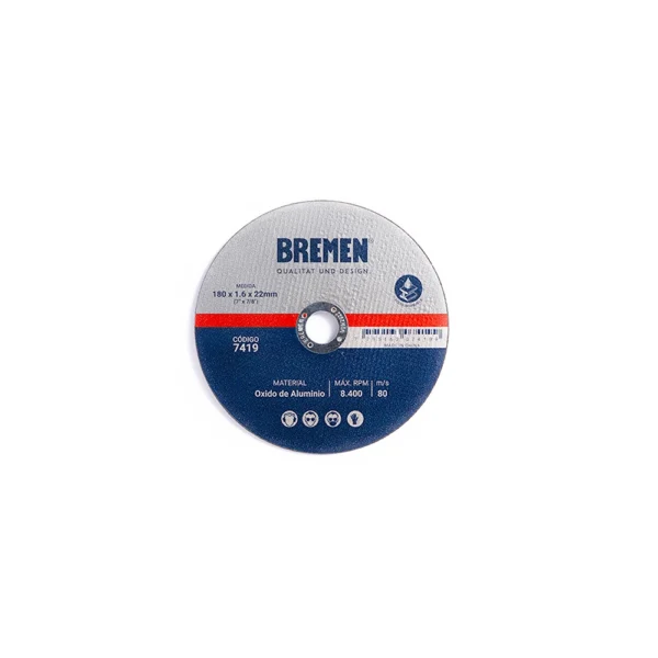 DISCO DE CORTE BREMEN® 7  (180X1.6X22MM) OX. ALUMINIO   